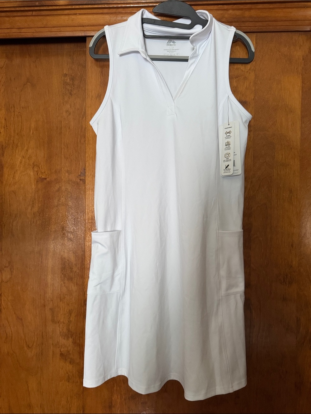 RBX Sleeveless White Polo Dress with Pockets